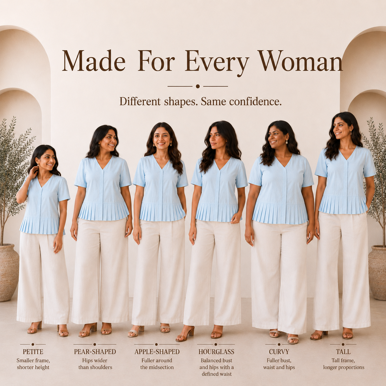 Light Blue Pleated Hemline Button Down Top