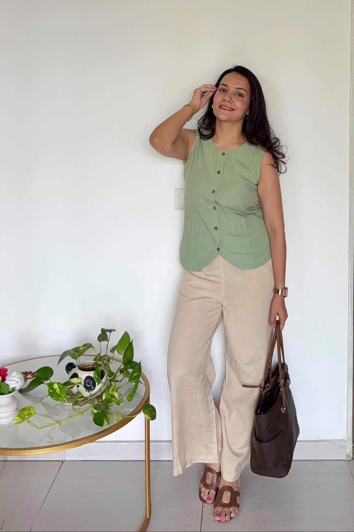 Pleated Pockets Co-ord Set (Light Green)