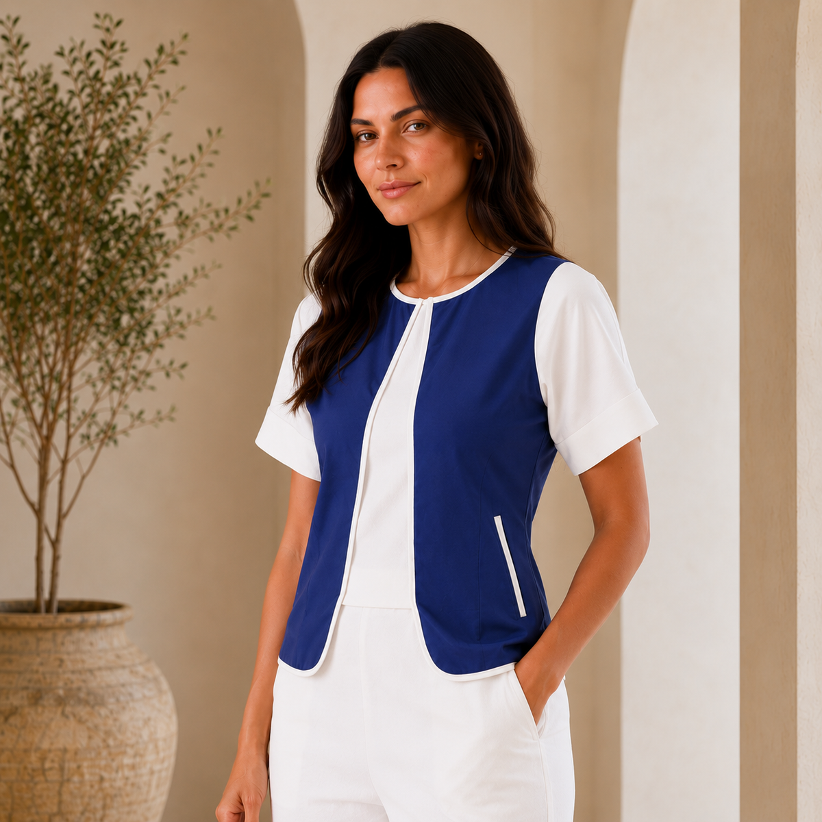 Layered Blue and White top