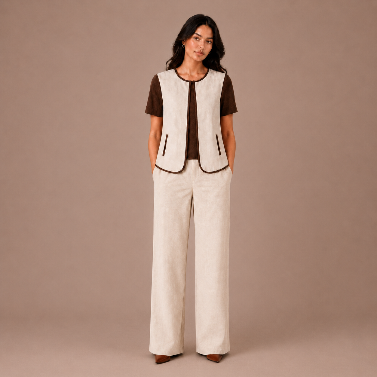 Lead the Day Co-ord Set with Beige Pants