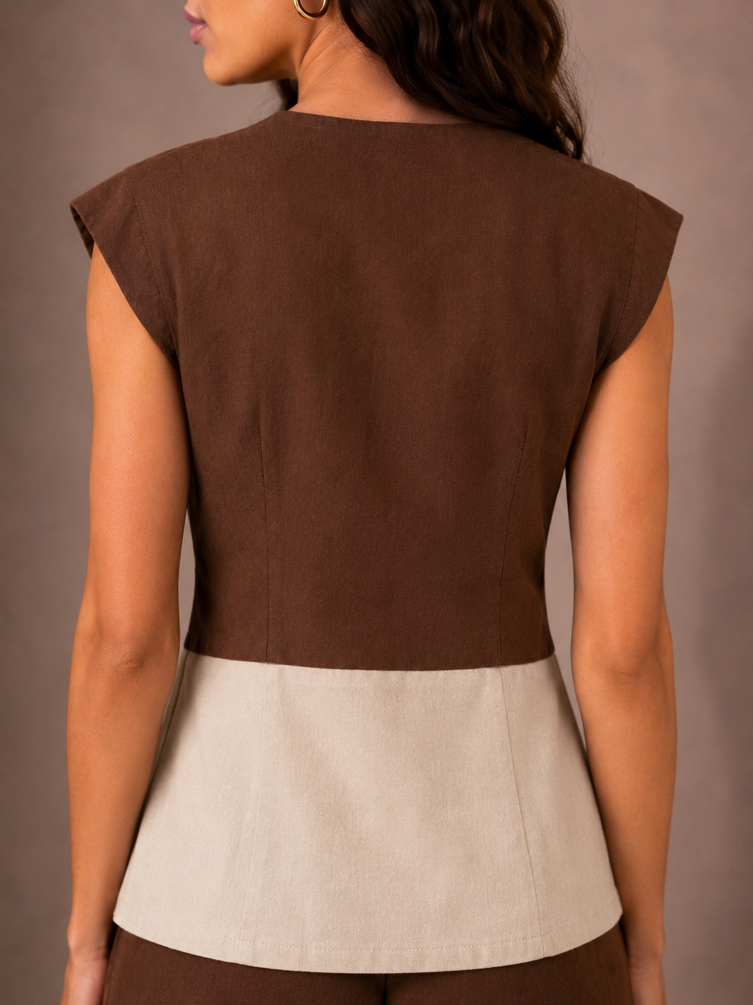 Main Character Top in Brown and Beige
