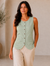 Pleated Pockets Sleeveless Top (Light Green)